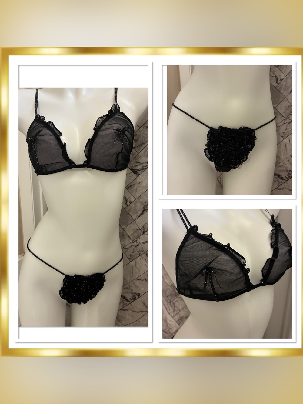 La Perla Black Label Nastrini Silk Ribboned Sheer Tulle Embellished Bow Large
